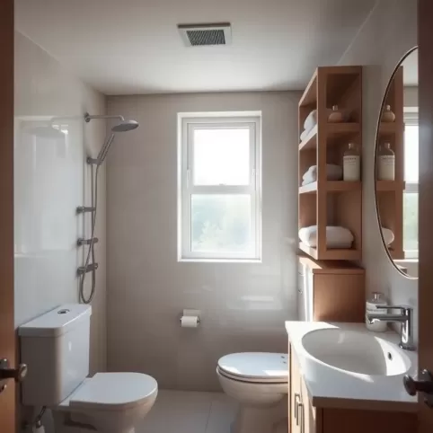 Mała łazienka z oknem i prysznicem