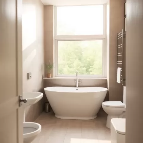 Mała łazienka z oknem i wanną