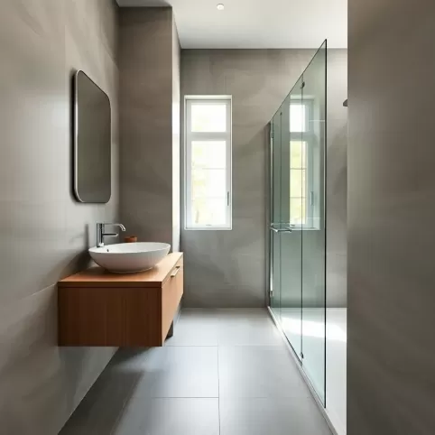 Wąska łazienka z oknem